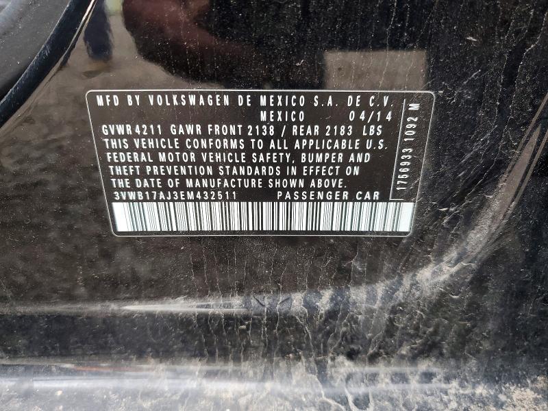 Aukcja sprzedaży 2014 Volkswagen Jetta, vin: 3VWB17AJ3EM432511, numer aukcji: 52027966