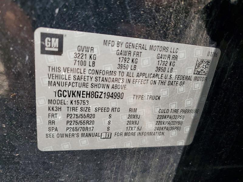 Aukcja sprzedaży 2016 Chevrolet Silverado, vin: 1GCVKNEH8GZ194990, numer aukcji: 55326116
