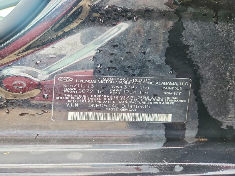 2013 Hyundai Elantra მანქანა იყიდება აუქციონზე, vin: 5NPDH4AE1DH416935, აუქციონის ნომერი: 52722106