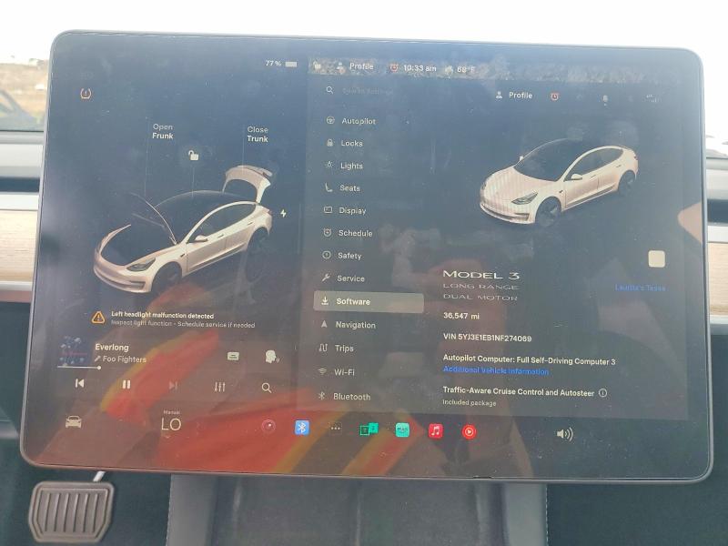 2022 Tesla Model 3 მანქანა იყიდება აუქციონზე, vin: 5YJ3E1EB1NF274069, აუქციონის ნომერი: 54629596