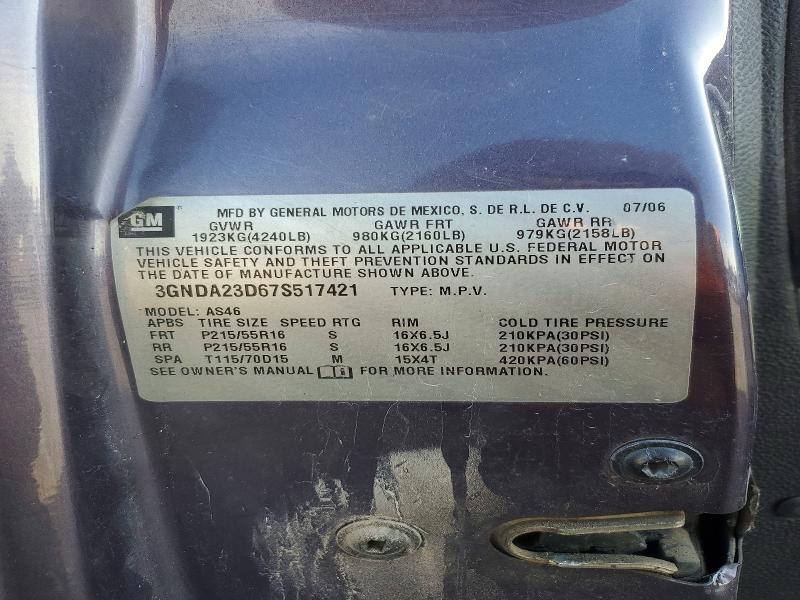 Aukcja sprzedaży 2007 Chevrolet Hhr, vin: 3GNDA23D67S517421, numer aukcji: 51677776