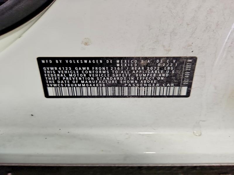 53452976 :رقم المزاد ، 3VWC57BU8MM044898 vin ، 2021 Volkswagen Jetta مزاد بيع