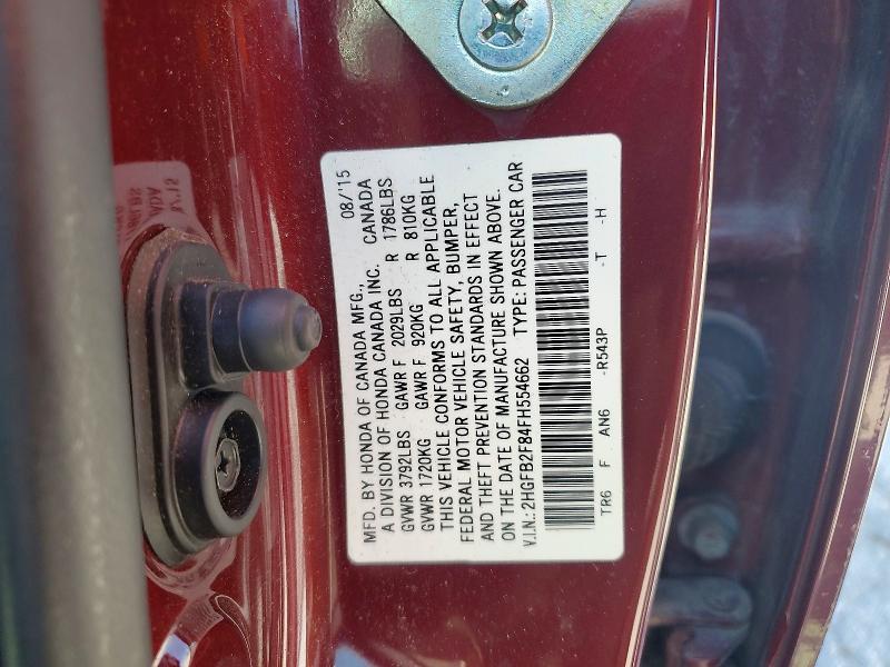 Продаж на аукціоні авто 2015 Honda Civic, vin: 2HGFB2F84FH554662, номер лоту: 52801466