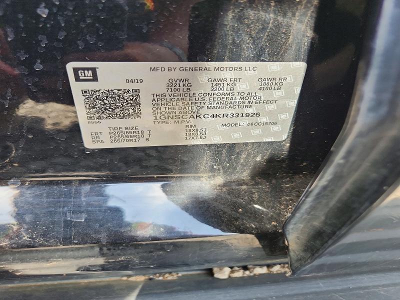 Aukcja sprzedaży 2019 Chevrolet Tahoe, vin: 1GNSCAKC4KR331926, numer aukcji: 53910366