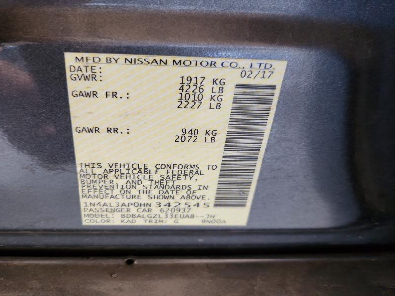 53798996 :رقم المزاد ، 1N4AL3AP0HN342545 vin ، 2017 Nissan Altima مزاد بيع