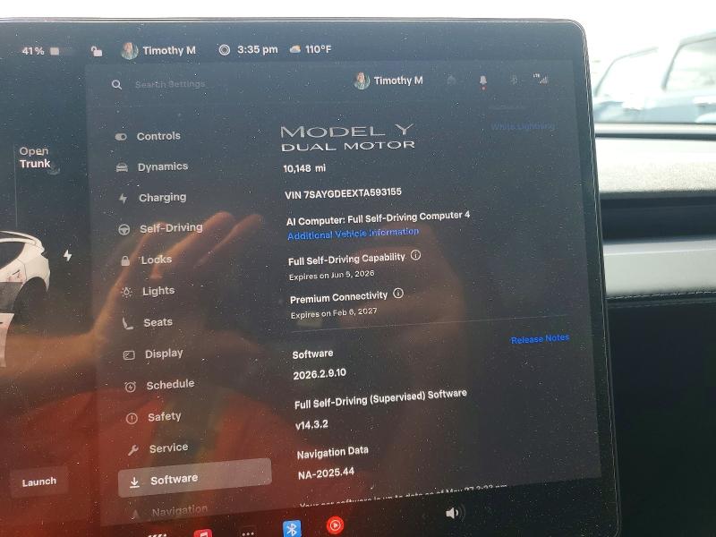 Aukcja sprzedaży 2026 Tesla Model Y, vin: 7SAYGDEEXTA593155, numer aukcji: 54963106