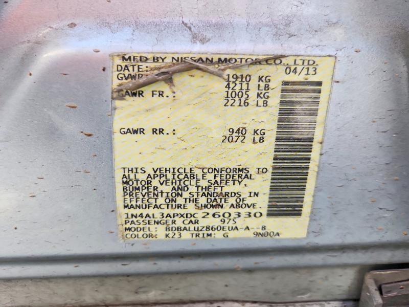 2013 Nissan Altima მანქანა იყიდება აუქციონზე, vin: 1N4AL3APXDC260330, აუქციონის ნომერი: 53200696