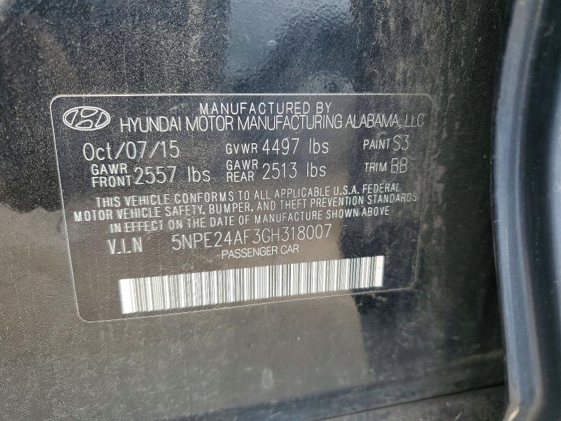 53576126 :رقم المزاد ، 5NPE24AF3GH318007 vin ، 2016 Hyundai Sonata مزاد بيع