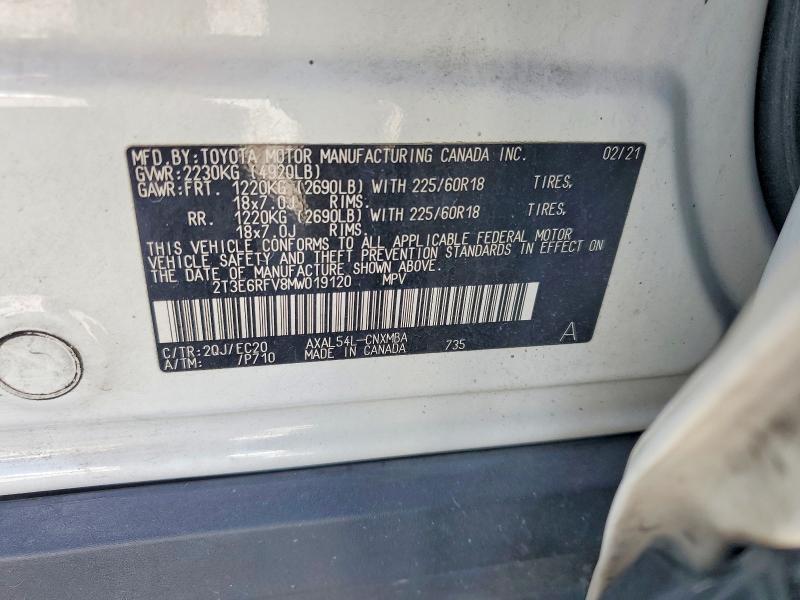 Aukcja sprzedaży 2021 Toyota Rav4, vin: 2T3E6RFV8MW019120, numer aukcji: 51913766