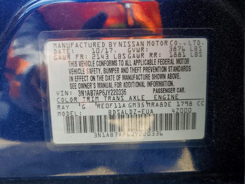 Aukcja sprzedaży 2018 Nissan Sentra, vin: 3N1AB7AP6JY220336, numer aukcji: 53402106