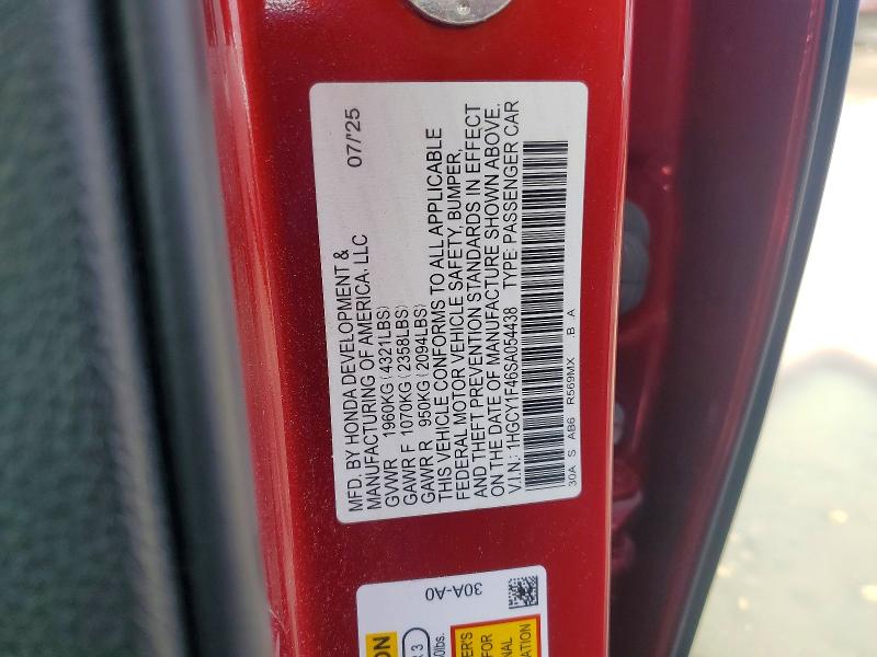 Продаж на аукціоні авто 2025 Honda Accord, vin: 1HGCY1F46SA054438, номер лоту: 54868036