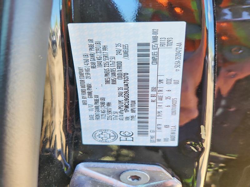 54132326 :رقم المزاد ، 1FMCU9GD9JUA76370 vin ، 2018 Ford Escape مزاد بيع