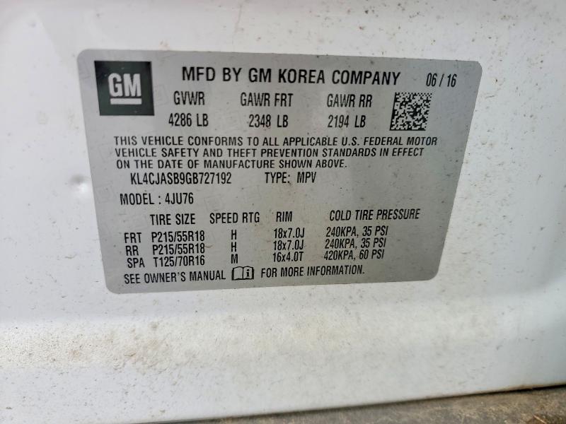 Продажа на аукционе авто 2016 Buick Encore, vin: KL4CJASB9GB727192, номер лота: 54671816