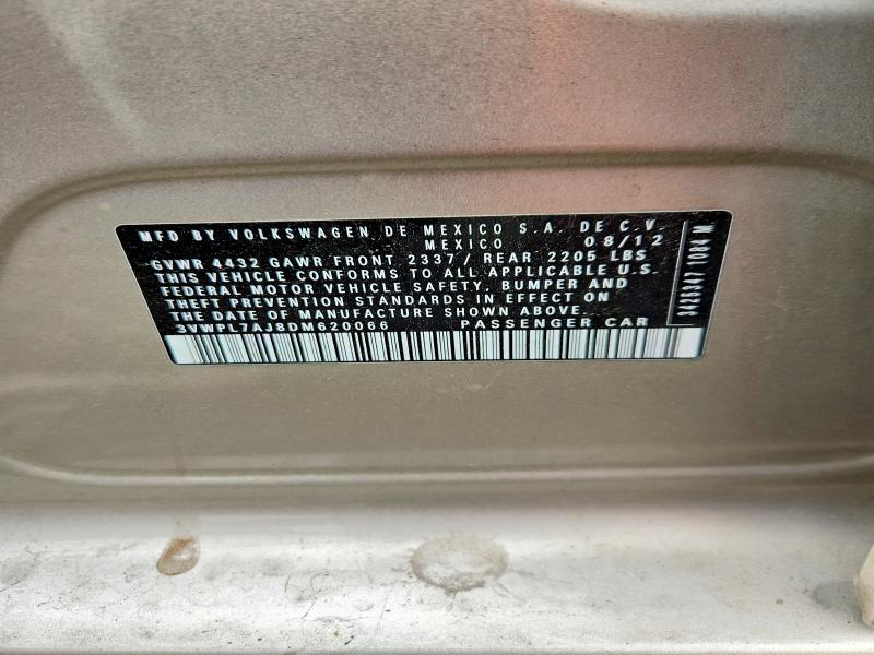 53211526 :رقم المزاد ، 3VWPL7AJ8DM620066 vin ، 2013 Volkswagen Jetta مزاد بيع