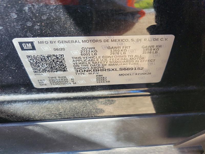 53276946 :رقم المزاد ، 3GNKBHRSXLS689152 vin ، 2020 Chevrolet Blazer مزاد بيع