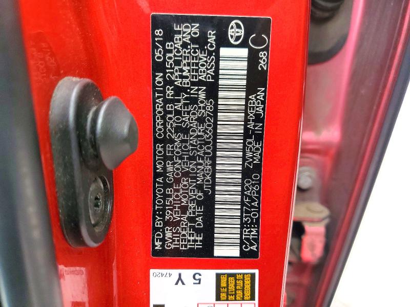 Продаж на аукціоні авто 2018 Toyota Prius, vin: JTDKBRFU0J3602785, номер лоту: 52486926