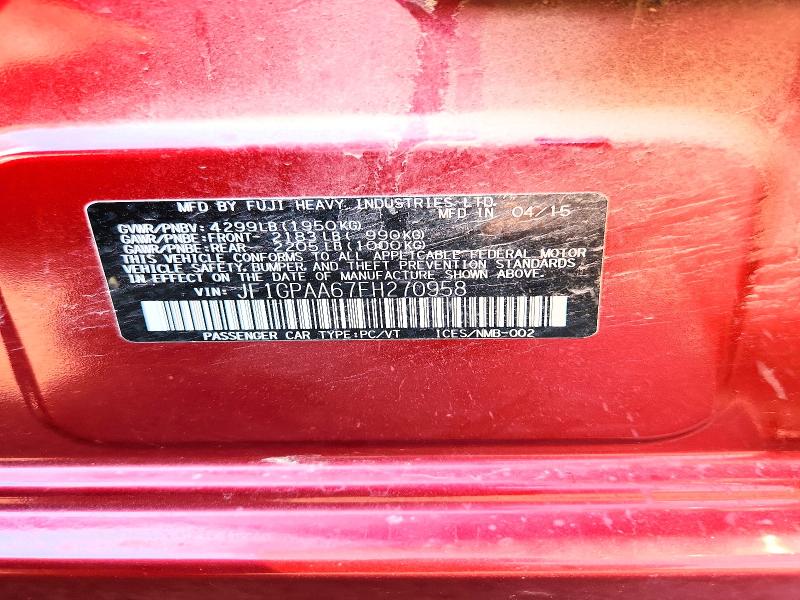 Aukcja sprzedaży 2015 Subaru Impreza, vin: JF1GPAA67FH270958, numer aukcji: 54179486