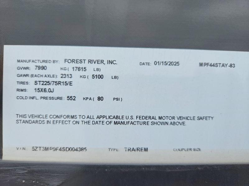 Продаж на аукціоні авто 2025 Frrv Trailer, vin: 5ZT3MP9F4SD004385, номер лоту: 52318996