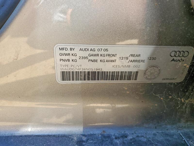 Продажа на аукционе авто 2006 Audi A6, vin: WAUDG74F36N051943, номер лота: 55762126
