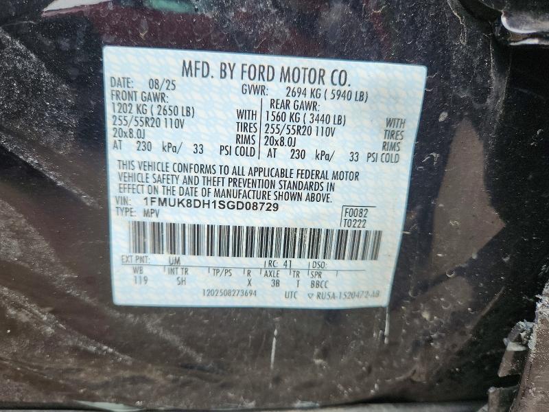 Продаж на аукціоні авто 2025 Ford Explorer, vin: 1FMUK8DH1SGD08729, номер лоту: 54134556