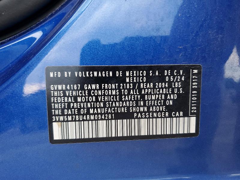 Продажа на аукционе авто 2024 Volkswagen Jetta, vin: 3VW5M7BU4RM094281, номер лота: 54284016