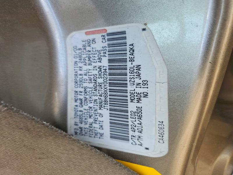 Aukcja sprzedaży 2000 Lexus Gs, vin: JT8BH68XXY0023947, numer aukcji: 52878826