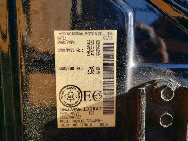 Aukcja sprzedaży 2011 Nissan Altima, vin: 1N4AL2AP9BC136847, numer aukcji: 53973206