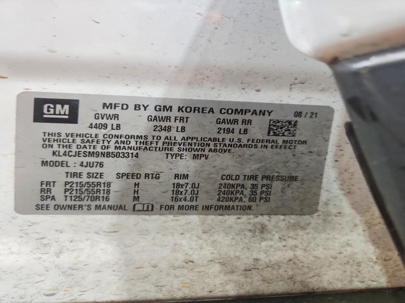 49901466 :رقم المزاد ، KL4CJESM9NB503314 vin ، 2022 Buick Encore مزاد بيع
