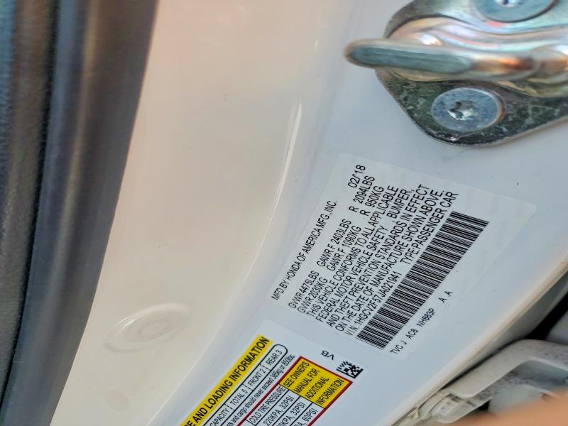 2018 Honda Accord მანქანა იყიდება აუქციონზე, vin: 1HGCV2F57JA021941, აუქციონის ნომერი: 52776876