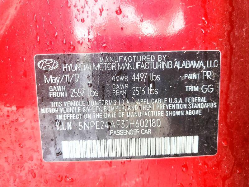 54238576 :رقم المزاد ، 5NPE24AF3JH602180 vin ، 2018 Hyundai Sonata مزاد بيع