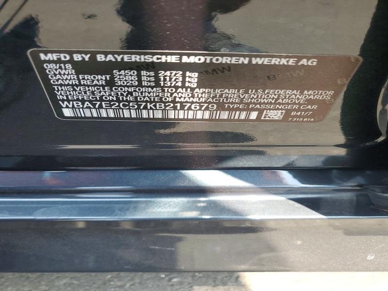 Продаж на аукціоні авто 2019 Bmw 740, vin: WBA7E2C57KB217679, номер лоту: 53298046