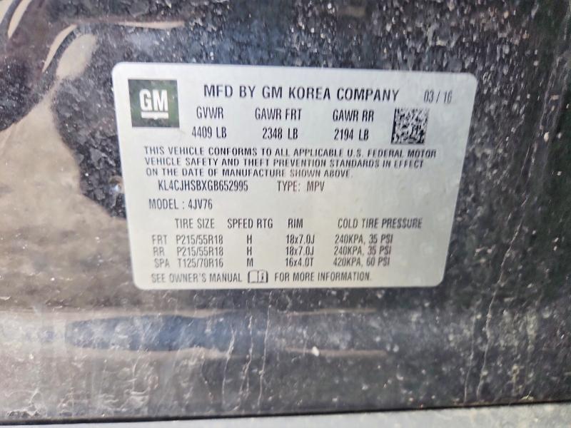 52582506 :رقم المزاد ، KL4CJHSBXGB652995 vin ، 2016 Buick Encore مزاد بيع