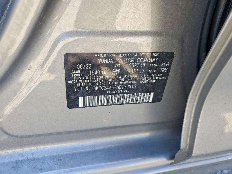 Продажа на аукционе авто 2022 Hyundai Accent, vin: 3KPC24A67NE179315, номер лота: 54097946