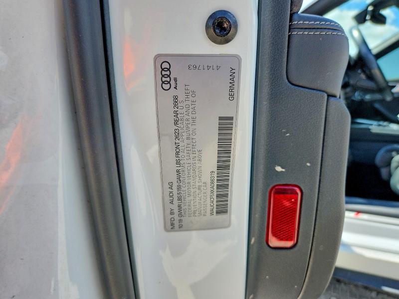 53077506 :رقم المزاد ، WAUC4CF5XKA086319 vin ، 2019 Audi S5 مزاد بيع