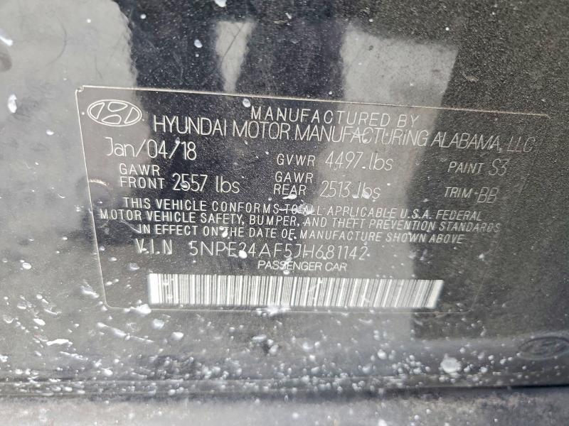Продажа на аукционе авто 2018 Hyundai Sonata, vin: 5NPE24AF5JH681142, номер лота: 54343126