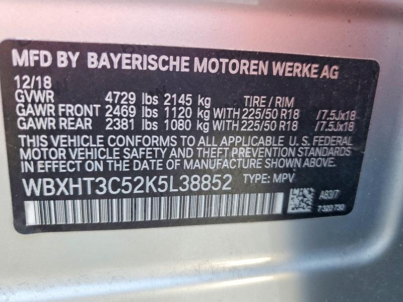 Aukcja sprzedaży 2019 Bmw X1, vin: WBXHT3C52K5L38852, numer aukcji: 51830746