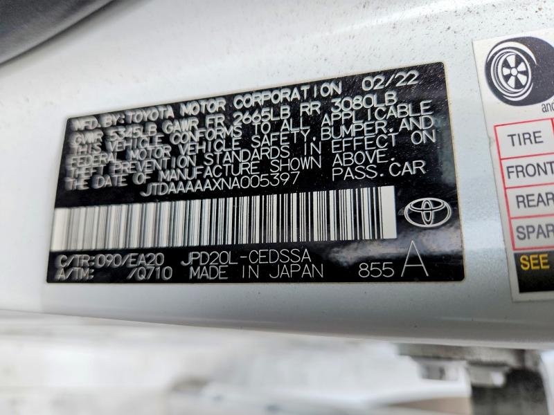 Продаж на аукціоні авто 2022 Toyota Mirai, vin: JTDAAAAAXNA005397, номер лоту: 54546186