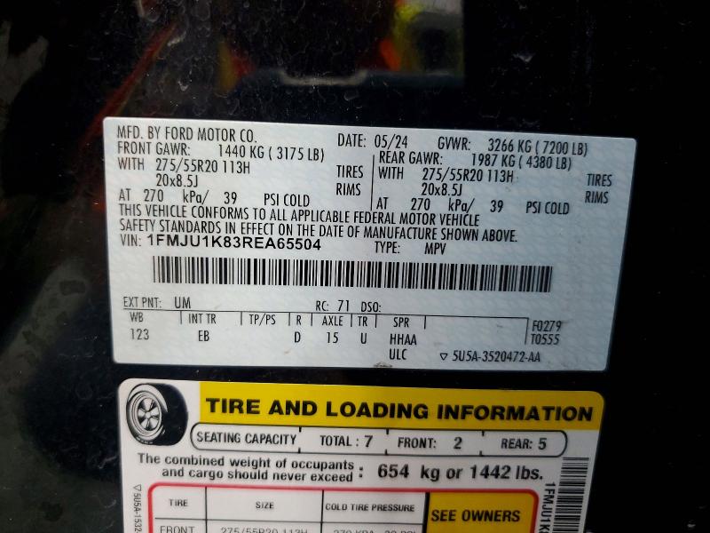 Продажа на аукционе авто 2024 Ford Expedition, vin: 1FMJU1K83REA65504, номер лота: 54526716