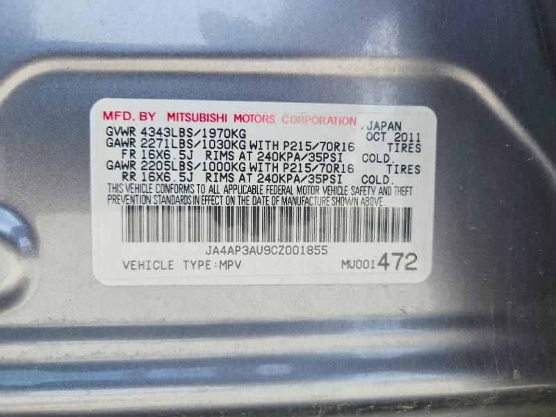 54698106 :رقم المزاد ، JA4AP3AU9CZ001855 vin ، 2012 Mitsubishi Outlander Sport مزاد بيع