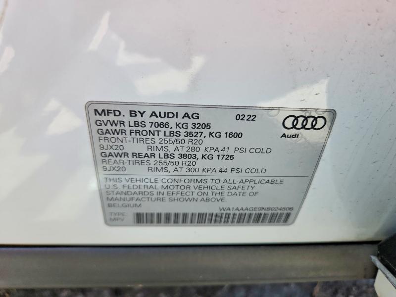 Продажа на аукционе авто 2022 Audi E-tron, vin: WA1AAAGE9NB024506, номер лота: 51901576
