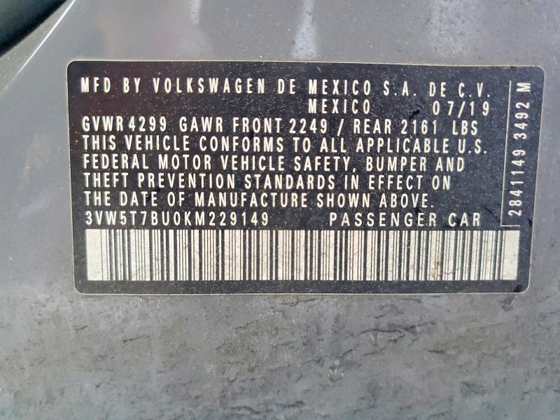 Продаж на аукціоні авто 2019 Volkswagen Jetta, vin: 3VW5T7BU0KM229149, номер лоту: 51753476