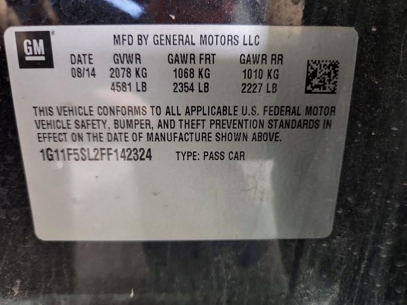 2015 Chevrolet Malibu მანქანა იყიდება აუქციონზე, vin: 1G11F5SL2FF142324, აუქციონის ნომერი: 52492466