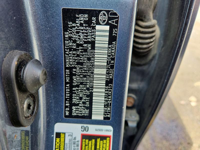 2016 Toyota Corolla მანქანა იყიდება აუქციონზე, vin: 2T1BURHE3GC588350, აუქციონის ნომერი: 52392956