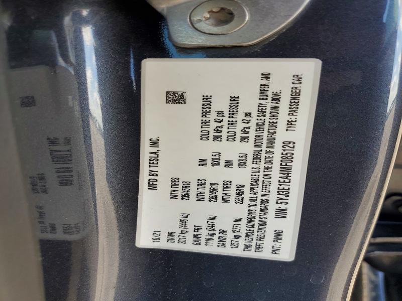 Продажа на аукционе авто 2021 Tesla Model 3, vin: 5YJ3E1EA4MF085129, номер лота: 54213076