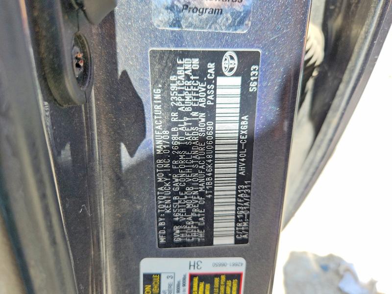 Продажа на аукционе авто 2008 Toyota Camry, vin: 4T1BB46K48U060690, номер лота: 54424086