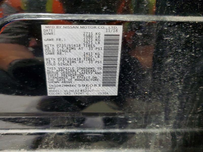 Aukcja sprzedaży 2019 Nissan Pathfinder, vin: 5N1DR2MM8KC596083, numer aukcji: 52450756