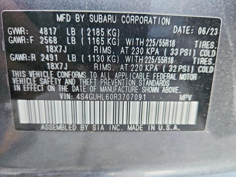 2024 Subaru Crosstrek მანქანა იყიდება აუქციონზე, vin: 4S4GUHL60R3707091, აუქციონის ნომერი: 55430106