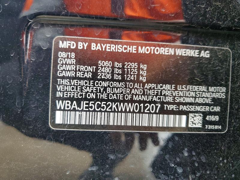 52352486 :رقم المزاد ، WBAJE5C52KWW01207 vin ، 2019 Bmw 540 مزاد بيع