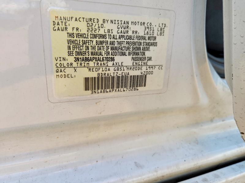 Продаж на аукціоні авто 2010 Nissan Sentra, vin: 3N1AB6APXAL670286, номер лоту: 53055026