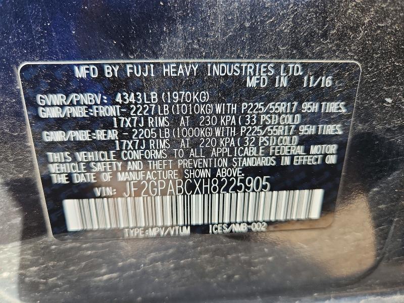 Продаж на аукціоні авто 2017 Subaru Crosstrek, vin: JF2GPABCXH8225905, номер лоту: 52625736